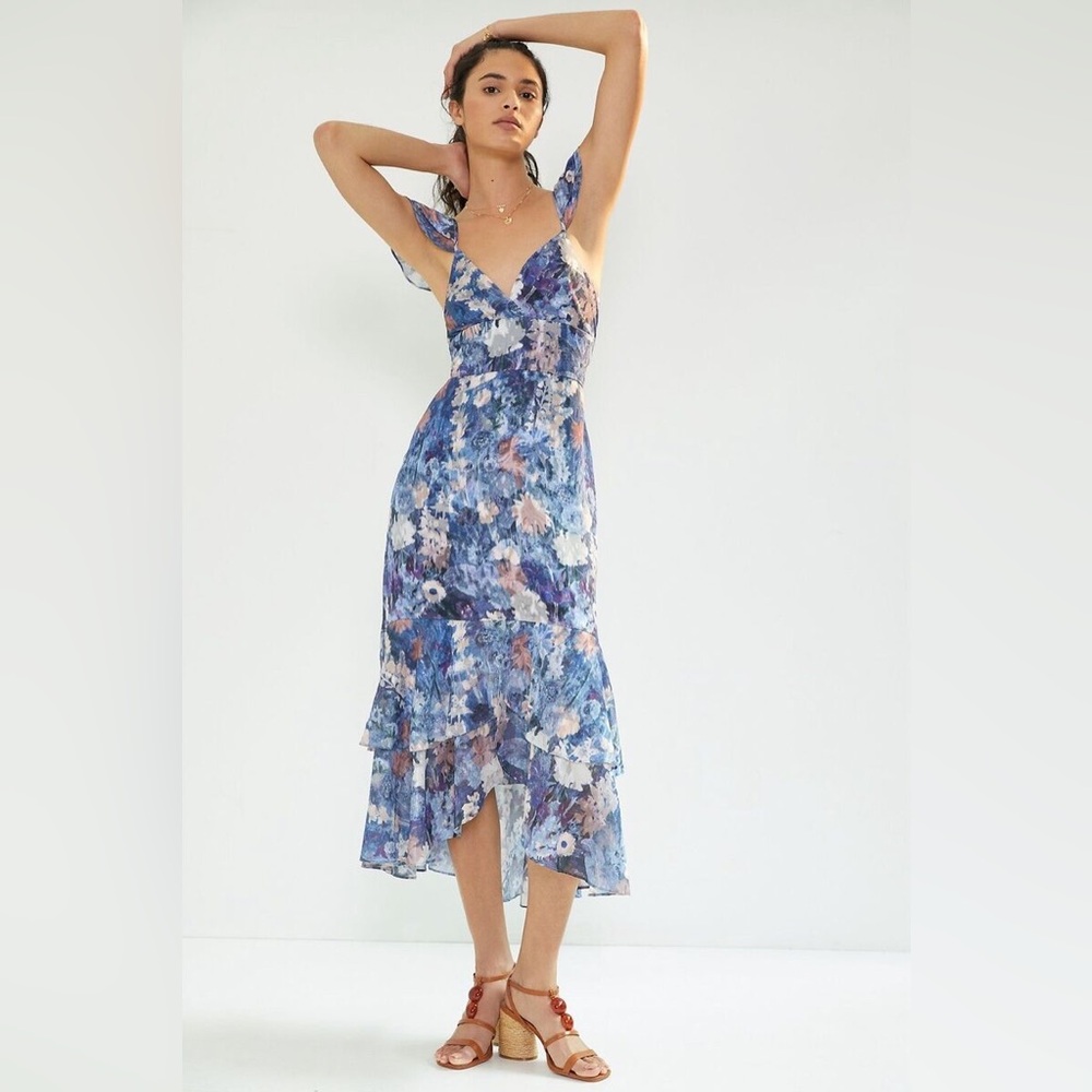 Anthropologie blue floral dress